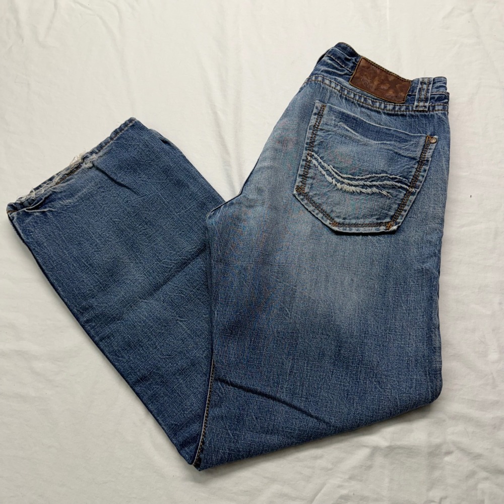 King of Prides Slim Low Rise Bootcut Jeans Mens 32x30 Blue Medium Wash Denim Y2K
